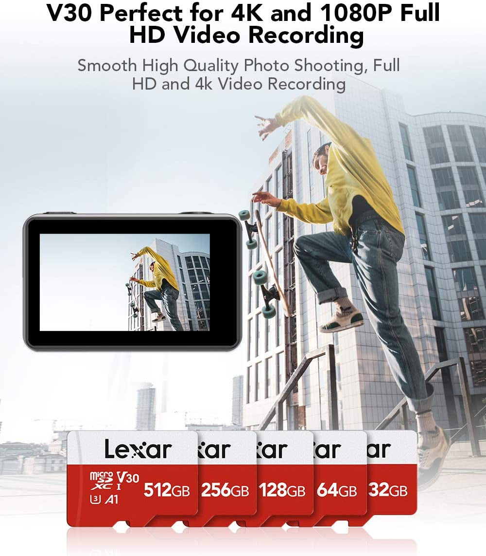 256GB Micro SD Card, Microsdxc UHS-I Flash Memory Card with Adapter - up to 100Mb/S, A1, U3, Class10, V30, High Speed TF Card